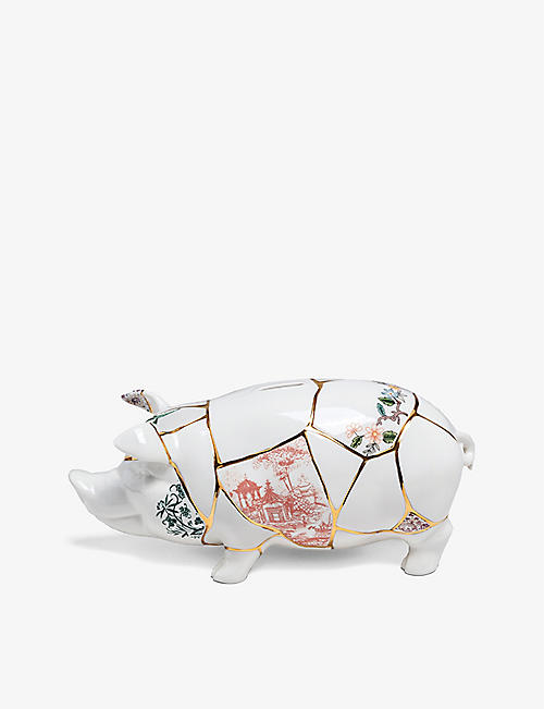 SELETTI: Kintsugi pig-shaped porcelain money box