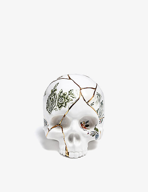 SELETTI: Kintsugi Skull porcelain ornament 16cm
