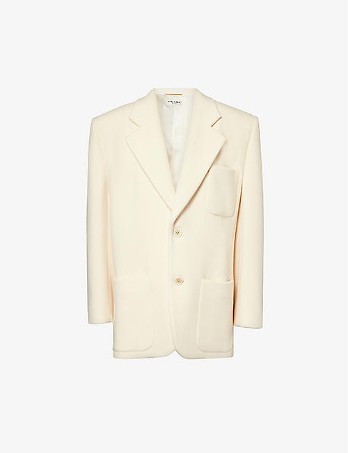 SAINT LAURENT: Oversized exaggerated-shoulder single-breasted wool blazer