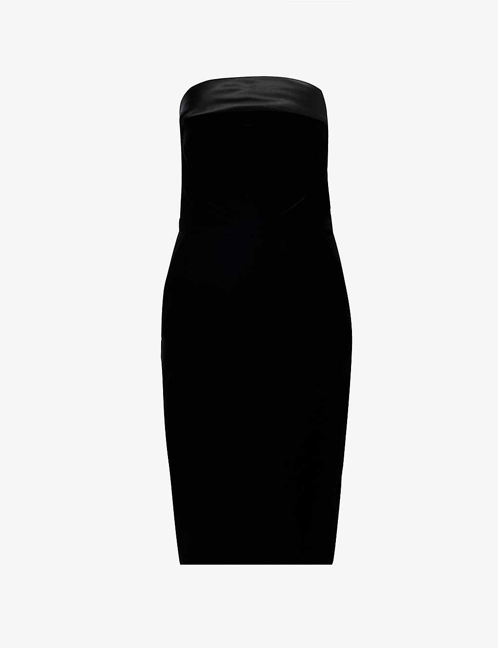 Saint Laurent Womens Noir Slim-fit Straight-neck Velvet Mini Dress