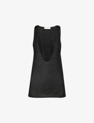 Saint Laurent Cassandre Tank Top In Silk Jersey In Black