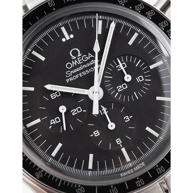 Shop Bucherer Certified Pre Owned Pre-loved Omega 3571.50.00 Speedmaster Stainless-steel Manual Watch In Black