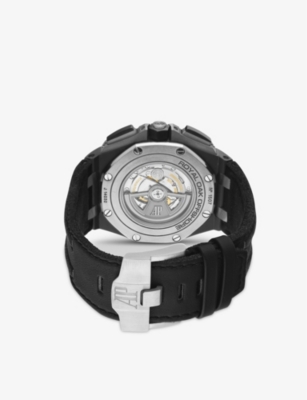 Shop Bucherer Certified Pre Owned Pre-loved Audemars Piguet 26405ce.oo.a002ca.02 Offshore Diver Ceramic And Leather Automatic Watch In Black