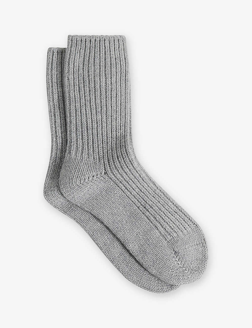 Reiss Carmen - Grey Wool Blend Ribbed Socks, Uk 3-5