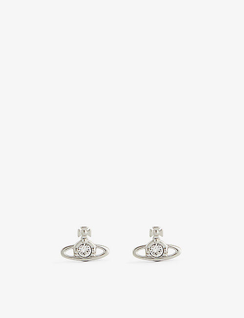 VIVIENNE WESTWOOD JEWELLERY: Nano Solitaire platinum-plated brass and crystal stud earrings