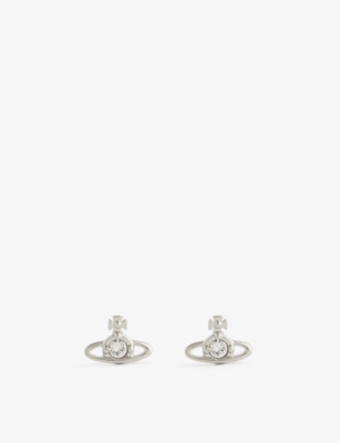 Vivienne Westwood Jewellery Nano Solitaire Platinum-plated Brass And Crystal Stud Earrings In Gold/rose Gold Crystal