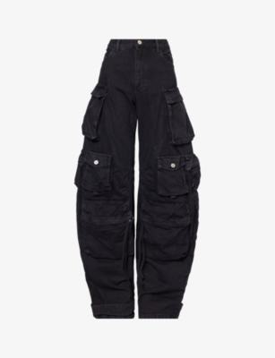 Shop Attico The  Women's Black Fern Wide-leg Mid-rise Jeans
