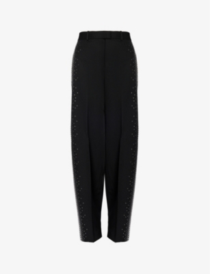 Shop Attico Jagger Wide-leg Mid-rise Wool Trousers In Black Silver