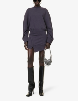 Shop Attico The  Women's Blue Violet Fade Asymmetric-hem Cotton-jersey Mini Dress In Purple