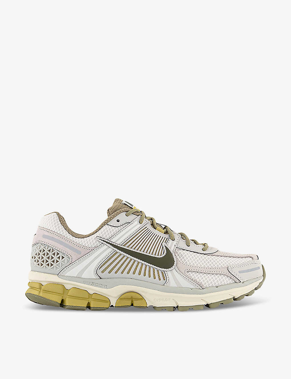Shop Nike Mens Light Bone Medium Olive Zoom Vomero 5 Swoosh-embellished Leather And Mesh Low-top Trainers In Green