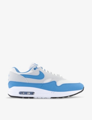 NIKE NIKE MENS WHITE UNIVERSITY BLUE PH AIR MAX 1 PANELLED LEATHER LOW-TOP TRAINERS