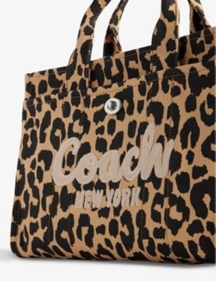 Cargo 34 logo-embroidered leopard-print canvas tote bag