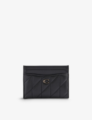 COACH: Logo-plaque quilted-leather card holder