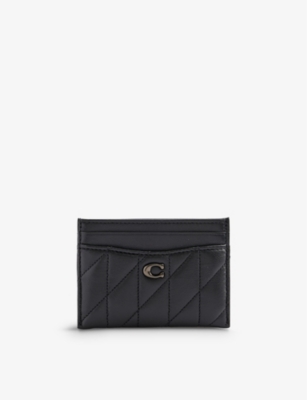 Coach Logo-plaque Quilted-leather Card Holder In V5/black