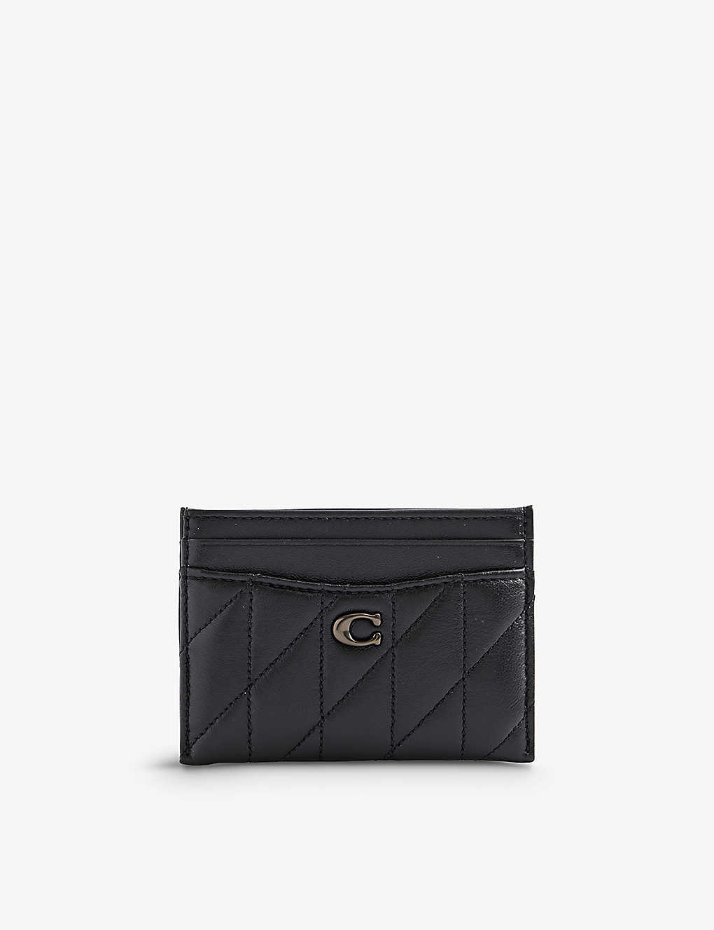 Coach Logo-plaque Quilted-leather Card Holder In V5/black