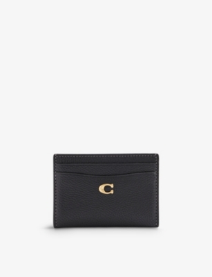 Coach Logo-plaque Leather Card Holder In B4/black