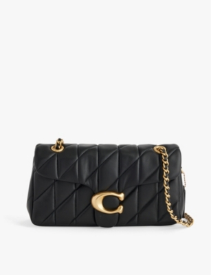 Coach Tabby Logo-plaque Quilted Leather Cross-body Bag In B4/black