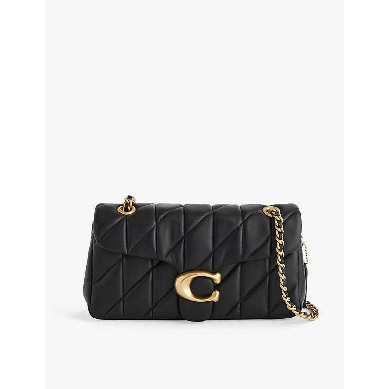 Coach Tabby Logo-plaque Quilted Leather Cross-body Bag In B4/black