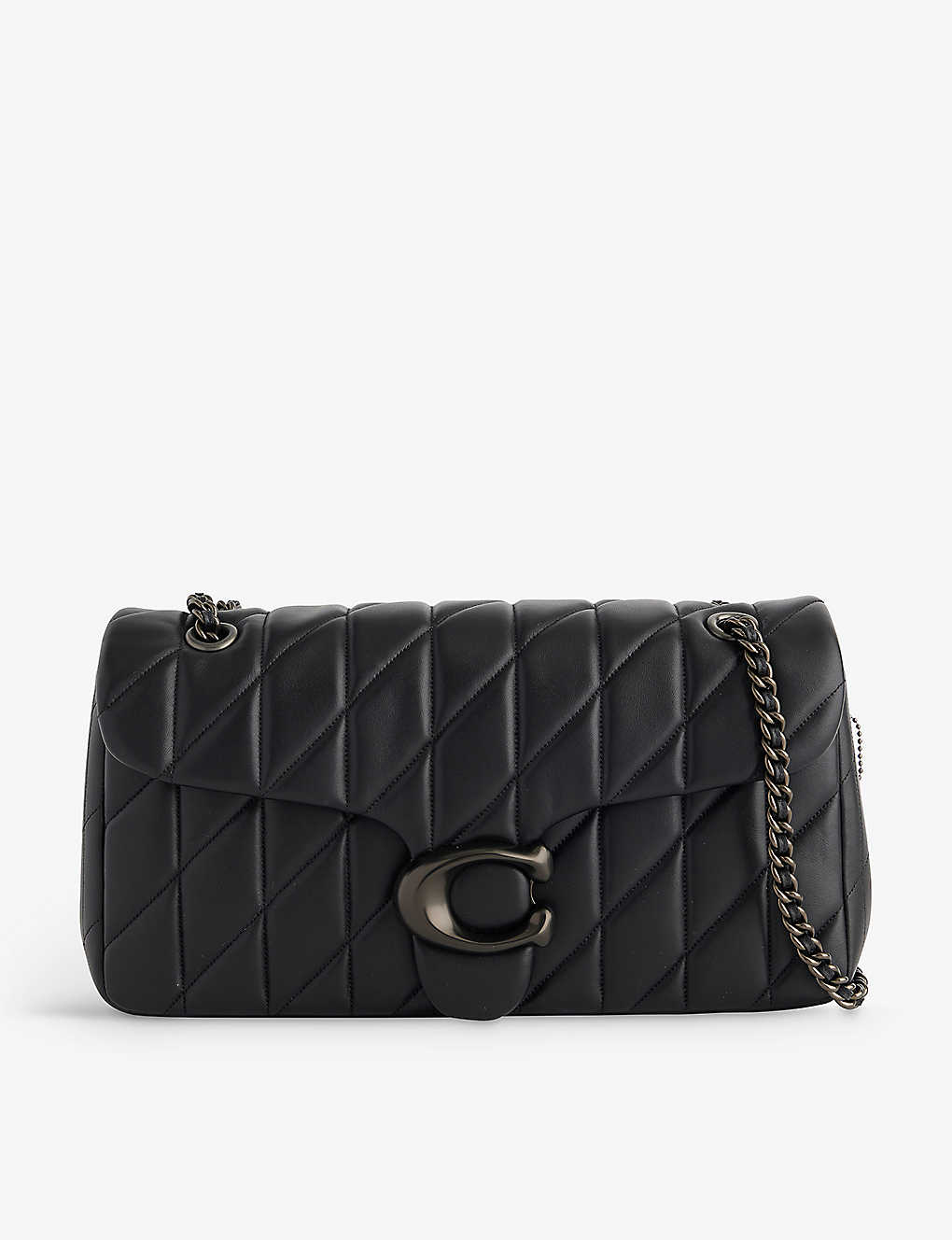 Coach Tabby Logo-plaque Quilted Leather Cross-body Bag In V5/black