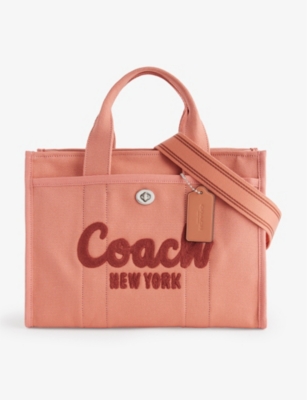 Coach Logo-embroidered Detachable-strap Canvas Tote Bag In Lh/light Peach
