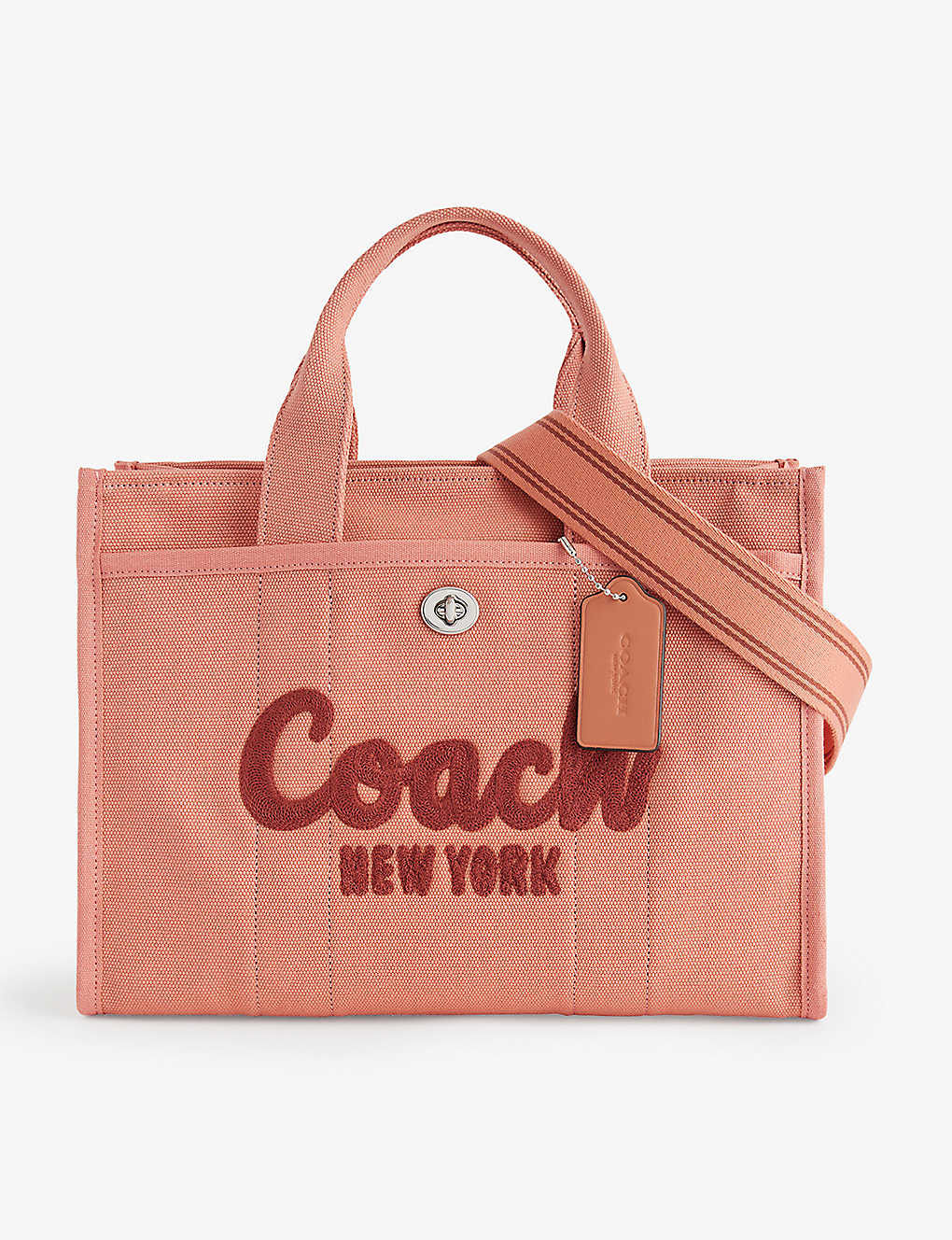 Coach Logo-embroidered Detachable-strap Canvas Tote Bag In Lh/light Peach