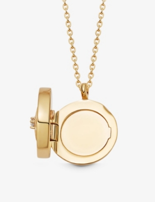 ASTLEY CLARKE: Polaris 18ct Yellow Gold Vermeil, Black Onyx And White Sapphire Locket Necklace