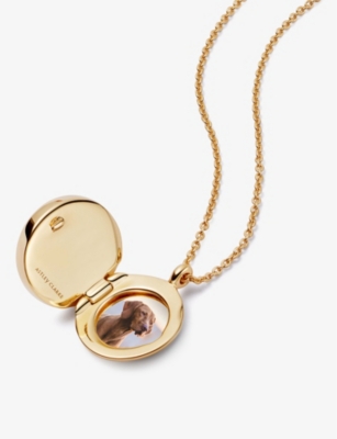 ASTLEY CLARKE: Polaris 18ct Yellow Gold Vermeil, Malachite And White Sapphire Locket Necklace