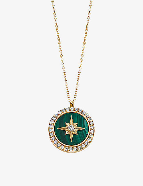 ASTLEY CLARKE: Polaris large 18ct yellow gold-plated vermeil sterling-silver and malachite locket necklace