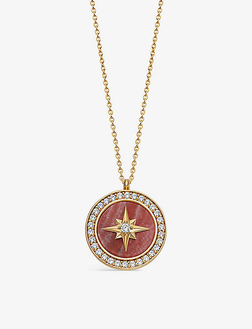 ASTLEY CLARKE: Polaris large 18ct yellow gold-plated vermeil sterling-silver and rhodochrosite locket necklace