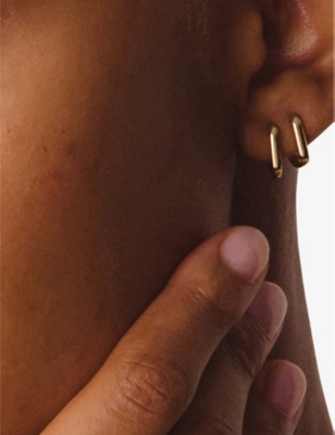 Shop Astley Clarke Womens Yellow Gold Vermeil Celestial Oblong 18ct Yellow Gold-plated Vermeil Sterling-silver Huggie E