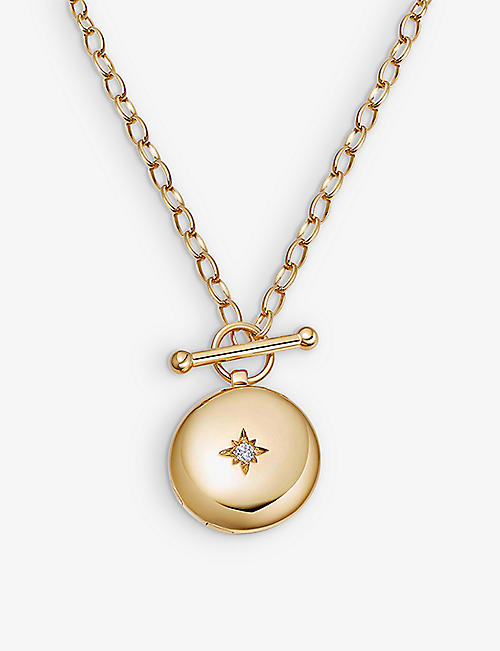 ASTLEY CLARKE: Biography 18ct yellow gold-plated vermeil sterling-silver and white sapphire locket necklace