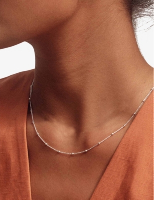 Shop Astley Clarke Women's Sterling Silver Aurora Station Beaded Sterling-silver Chain Necklace