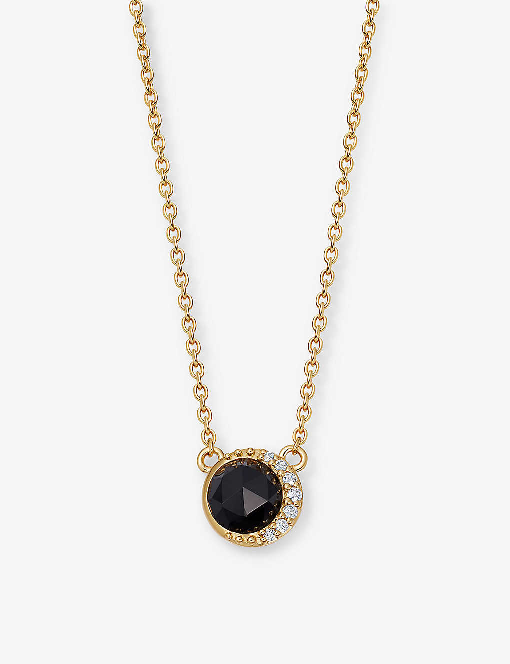 Astley Clarke Womens Yellow Gold Vermeil Luna 18ct Gold-plated Vermeil Onyx White Sapphire Necklace