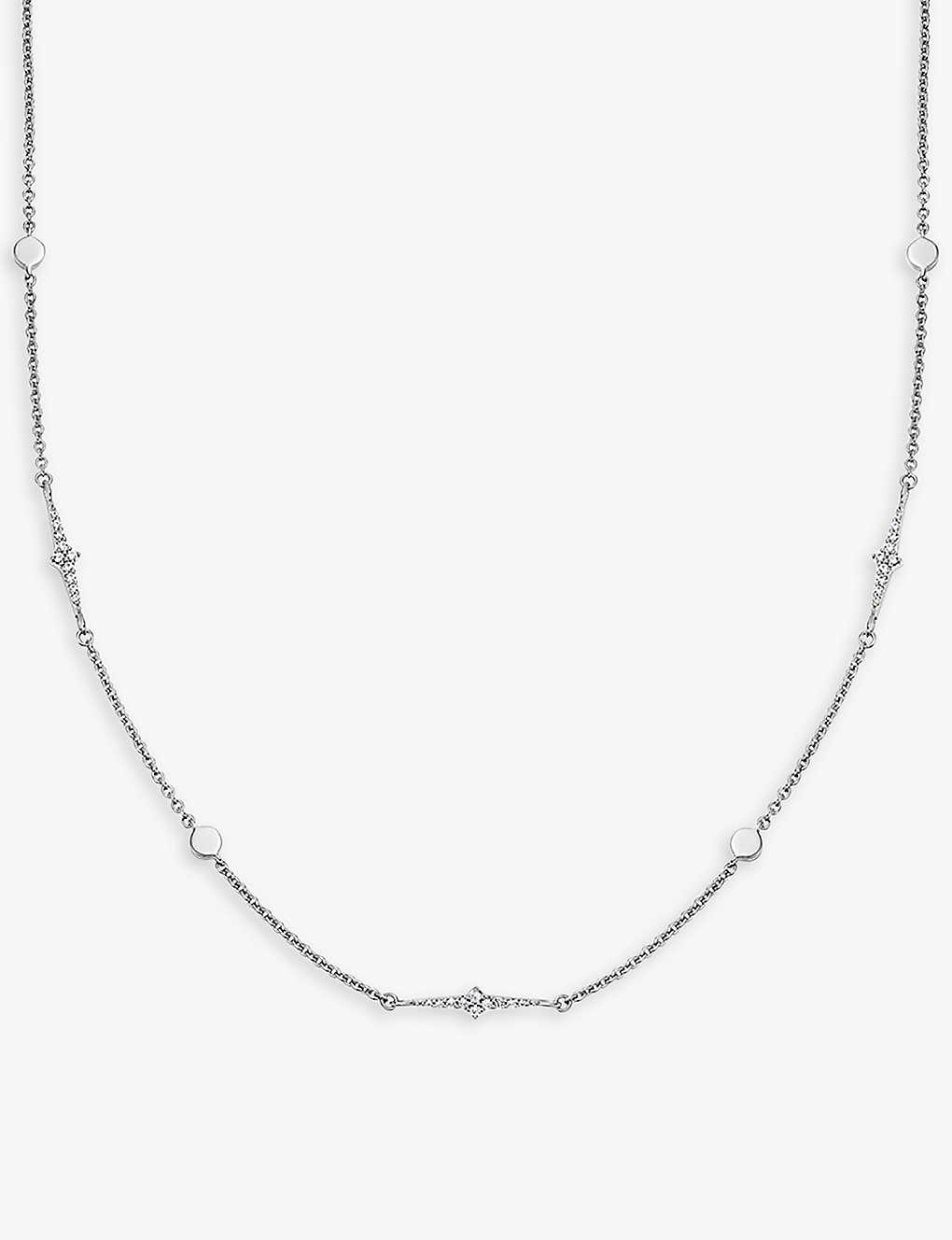 Astley Clarke Womens Sterling Silver Luna Light Station Sterling-silver And White-sapphire Necklace