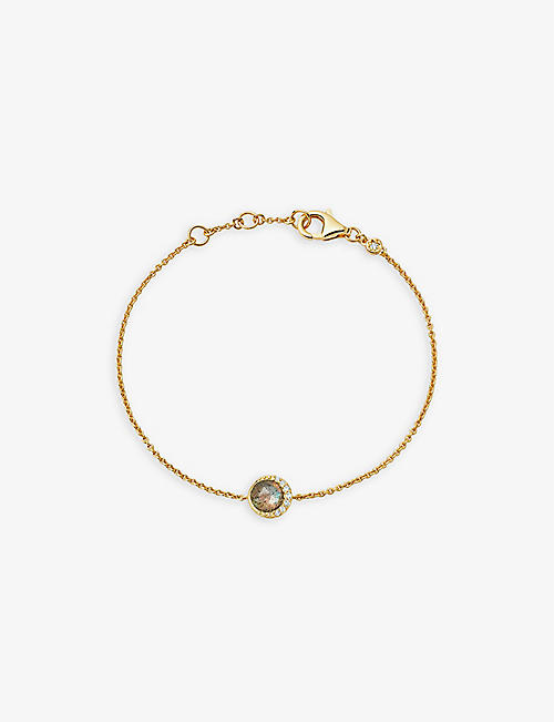 ASTLEY CLARKE: Luna 18ct yellow gold-plated vermeil sterling-silver, labradorite and white sapphire bracelet