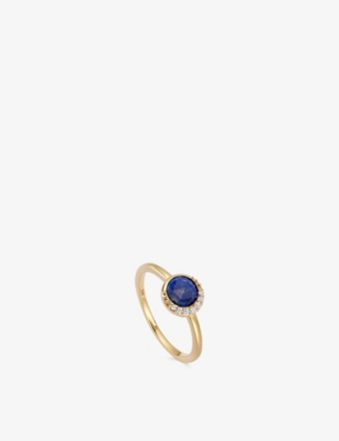 Astley Clarke Womens  Luna 18ct Yellow Gold-plated Vermeil Sterling Silver, Lapis Lazuli And White Sa In Yellow Gold Vermeil