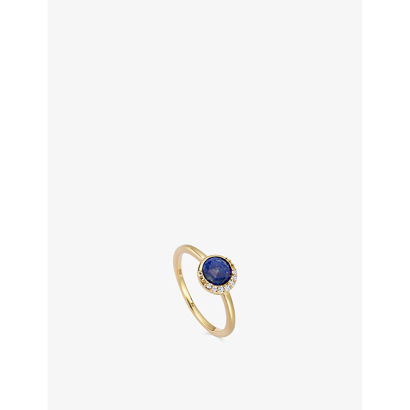 Astley Clarke Luna 18ct Yellow Gold-plated Vermeil Sterling Silver, Lapis Lazuli And White Sapphire Ring In Yellow Gold Vermeil