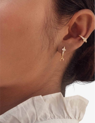 Shop Astley Clarke Luna Light 18ct Yellow Gold-plated Vermeil Sterling-silver And White Sapphire Ear Cuff In Yellow Gold Vermeil