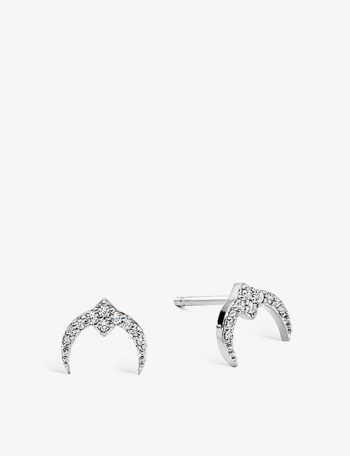 ASTLEY CLARKE: Luna Light sterling-silver and white sapphire stud earrings