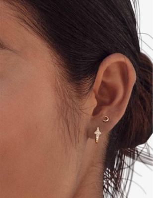 Shop Astley Clarke Womens Yellow Gold Vermeil Luna Light 18ct Yellow Gold-plated Vermeil Sterling-silver Huggie Earring