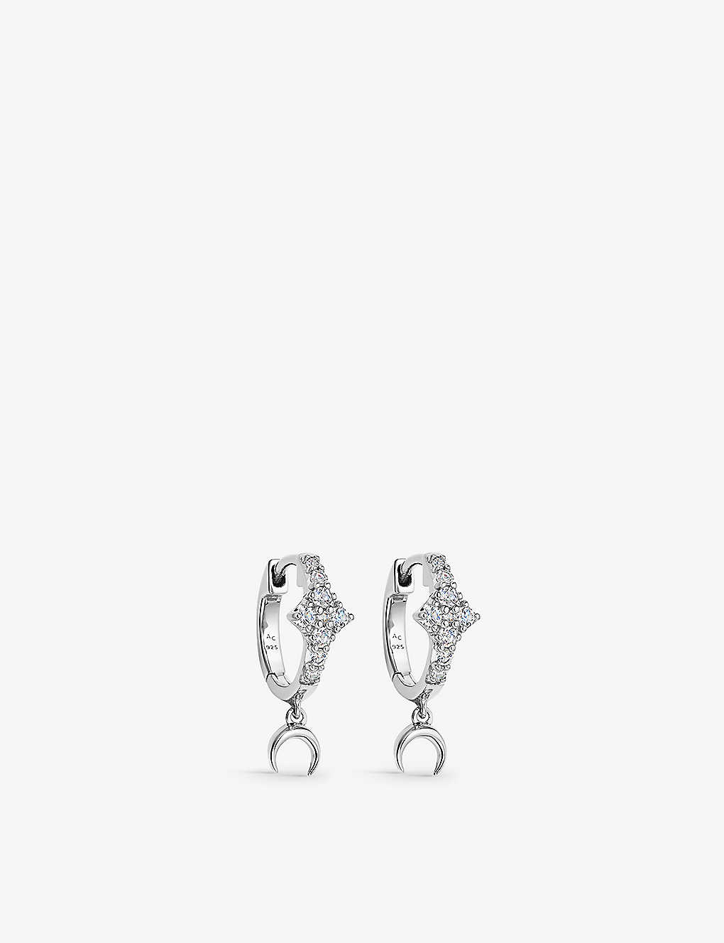 Astley Clarke Silver Luna Crescent Huggie Earrings In Sterling Silver