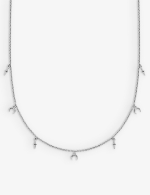 Astley Clarke Silver Luna Crescent Station Necklace In Sterling Silver