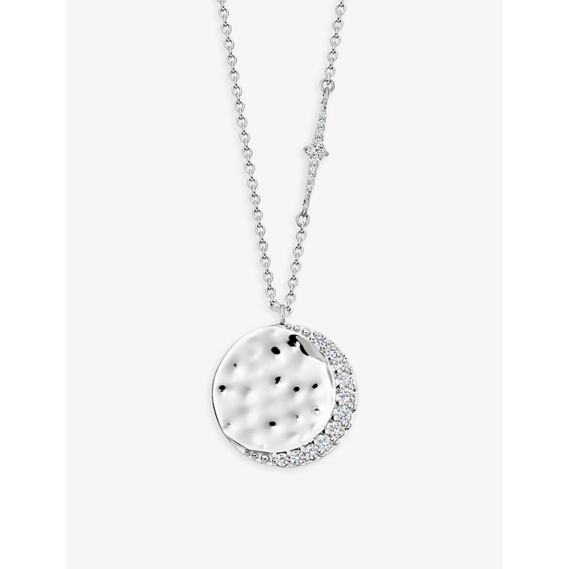 Astley Clarke Womens Sterling Silver Luna Sterling-silver And White Sapphire Pendant Necklace
