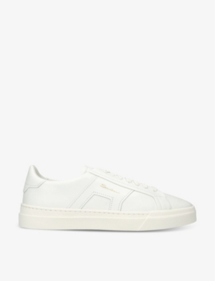 Shop Santoni Mens White Gloria Dbs Leather Low-top Trainers