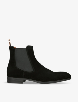 Santoni Mens Black Simon Suede Chelsea Boots