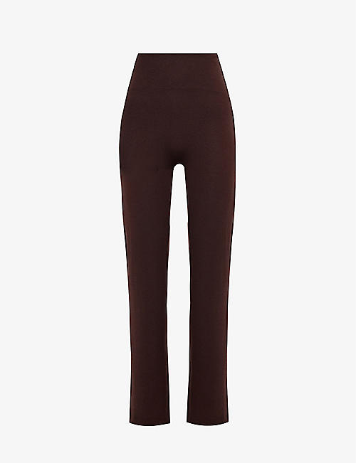 LESET: Lauren straight-leg mid-rise knitted trousers