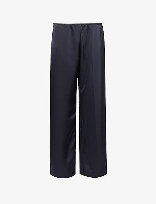 LESET: Barb wide-leg mid-rise satin trousers