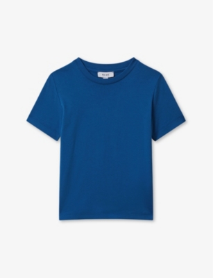 Shop Reiss Boys Lapis Blue Kids Bless Crewneck Cotton-jersey T-shirt 3-14 Years