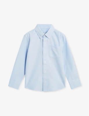 Reiss Girls Soft Blue Kids Greenwich Long-sleeve Cotton Shirt 3-9 Years
