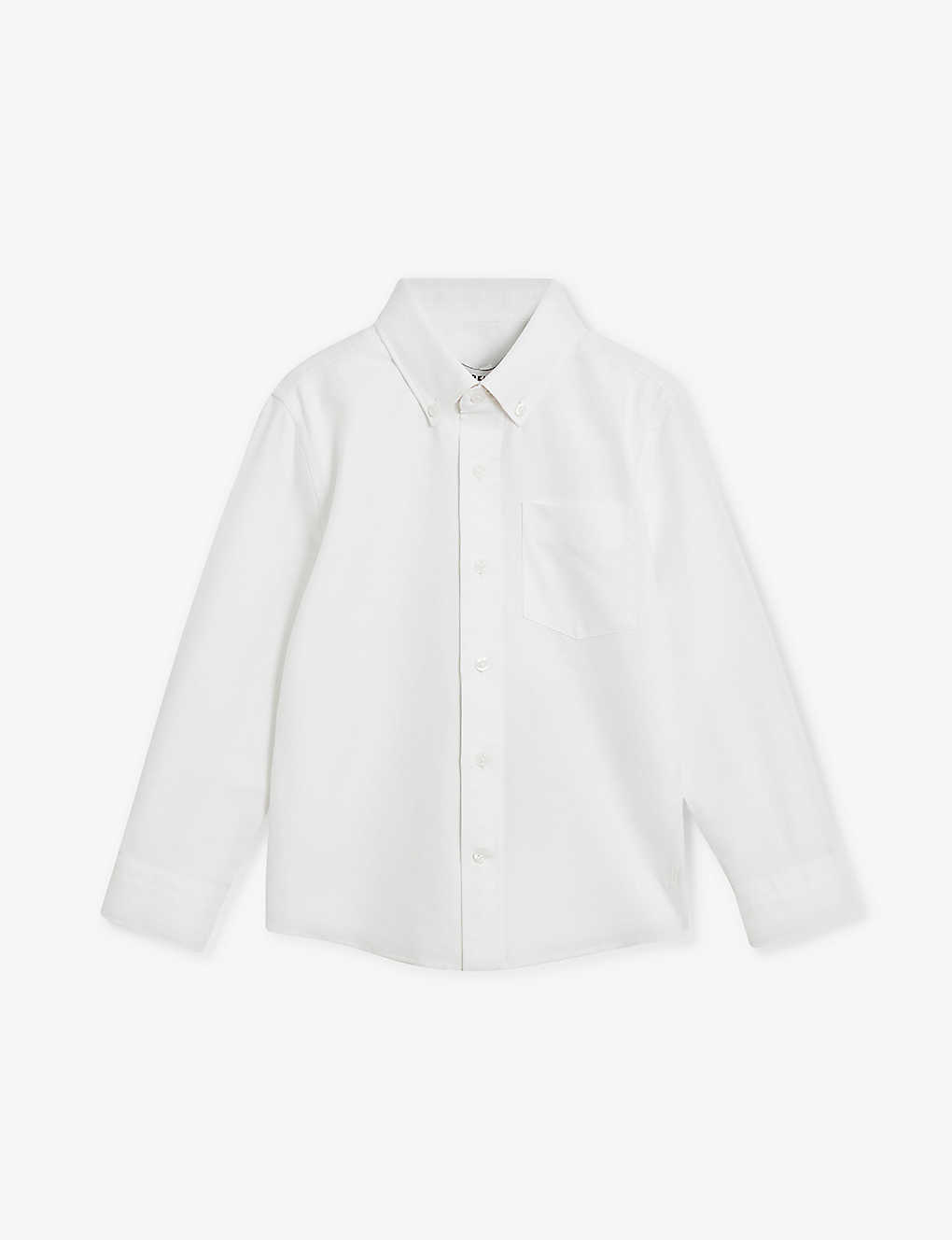 Reiss Girls White Kids Greenwich Long-sleeve Cotton Shirt 3-9 Years